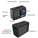 CAMARA DIGITAL DEPORTIVA 302 DOBLE PANTALLA MICROFONO 5K WIFI c AGUA