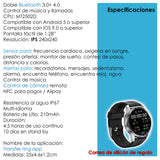 Reloj Smartwatch Vak TM8 de Acero Bluetooth IPS Presion NFC