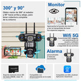 VAK Video Camara de seguridad Exterior Triple lente 3L5 5G wifi IA luz nocturna