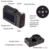 CAMARA DIGITAL VAK RF 3" LCD 48MP ZOOM OPTICO 4K