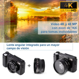 Camara Digital VAK P01 LCD 3' 48mp 4K TRIPIE CONTROL MICROFONO EXT