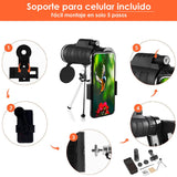 Monocular terrestre VAK 40x60 HD impermeable tripie soporte cel