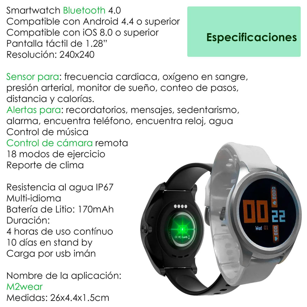 Reloj Smartwatch VAK T90 Bluetooth IP67 TIMER MENSAJES FIT APP