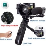 Camara Digital VAK P01 LCD 3' 48mp 4K TRIPIE CONTROL MICROFONO EXT