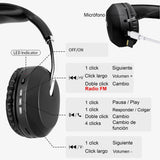 Vak Audífonos 2026 Bluetooth 3.5mm Fm Sd Diadema Inalámbrico