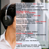 Vak Audífonos 2026 Bluetooth 3.5mm Fm Sd Diadema Inalámbrico