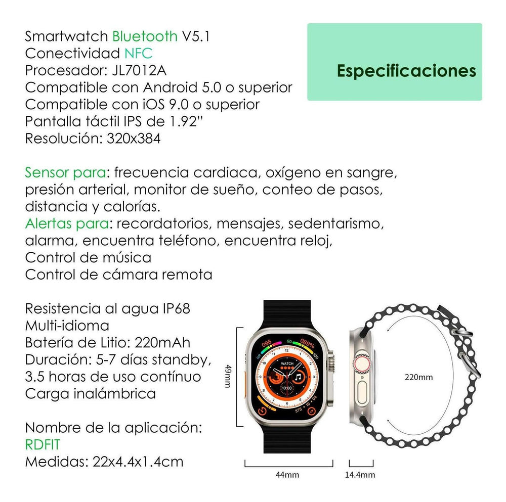 Reloj Smartwatch Vak B6 Ultra Bluetooth Nfc Calorias Presion – VAK