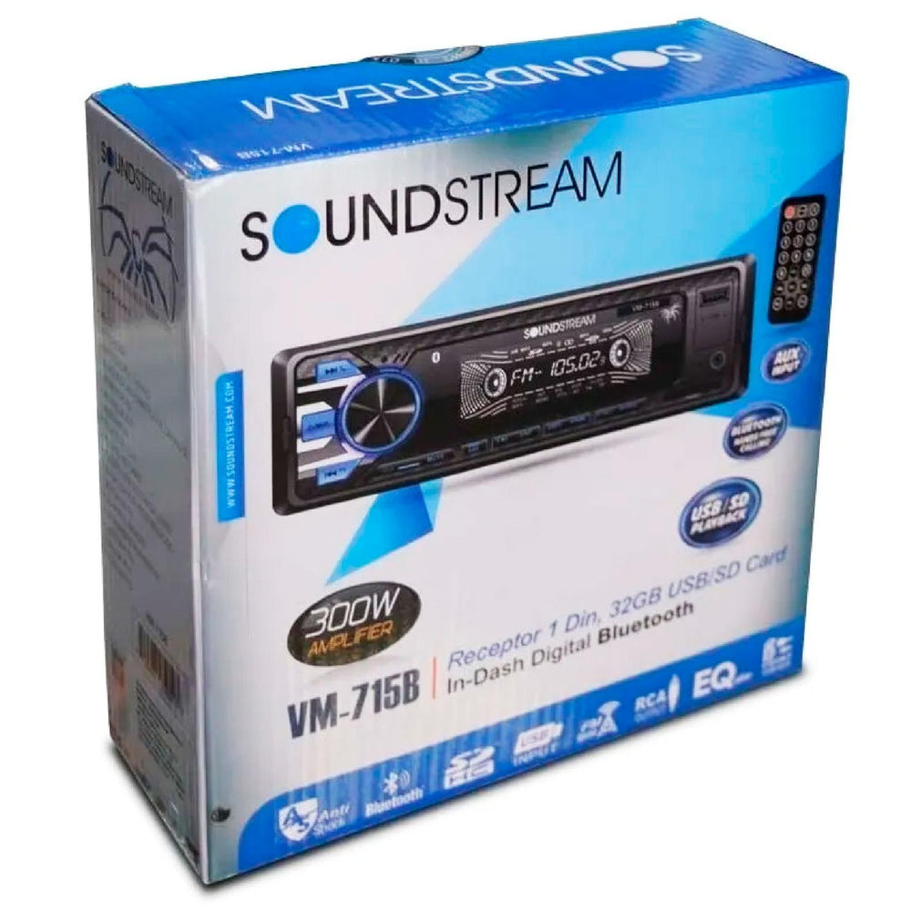 Autoestereo Con Bluetooth Soundstream 715B Entrada USB SD MP3 y control