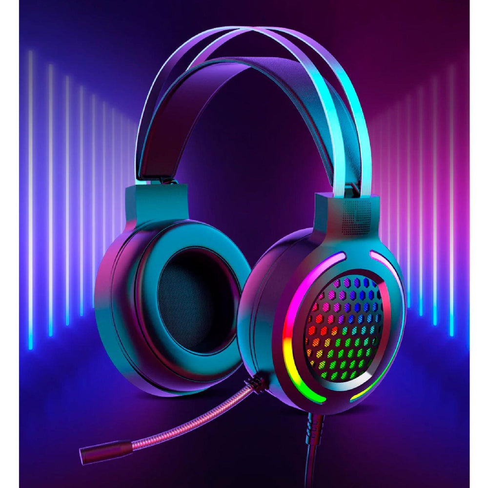 AUDIFONOS VAK G08 GAMER GAMING AUX USB MICROFONO Led Colores