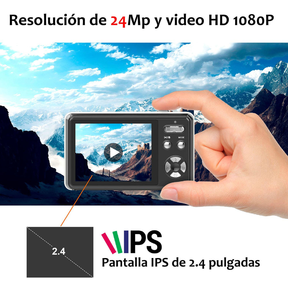 Camara digital VAK VD-AF 24Mp video 1080p Pantalla IPS 32GB