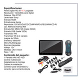Pantalla Digital Cabecera VAK HD1001 10,1' DVD HDMI Entrada USB SD Juegos 32 Bits Transmisor IR FM